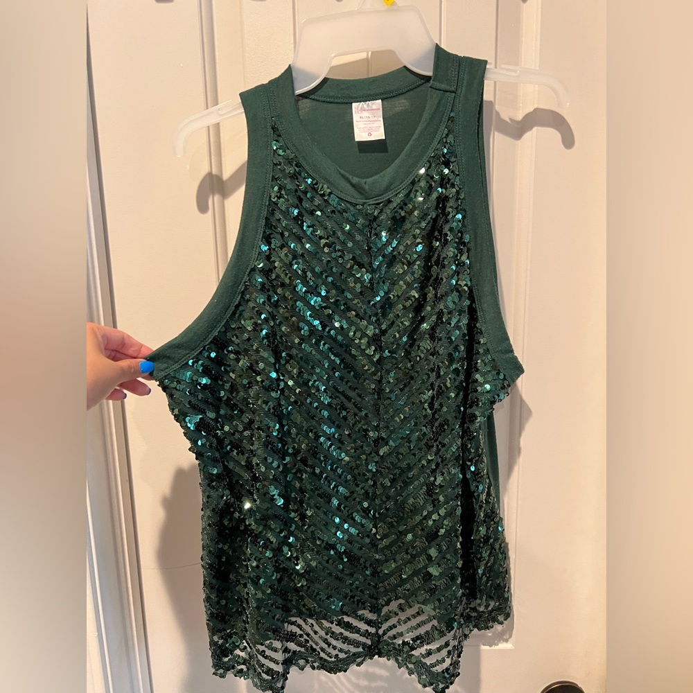 💰 5/$20!! Lot of 2 SHEIN blue Teal Blouse & No boundaries green sequin blouse xl - Picture 5 of 9